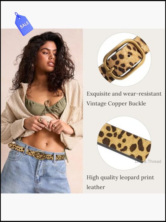 Genuine Leather Leopard Print Belt Women Waist Belts Classic Needle Buckle Ani main image 6